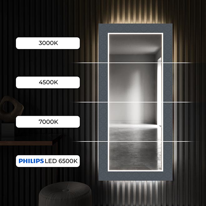 Vienkārši pieskarieties slēdzim, lai ātri un intuitīvi ieslēgtu vai izslēgtu LED apgaismojumu dekoratīvajā spogulī!