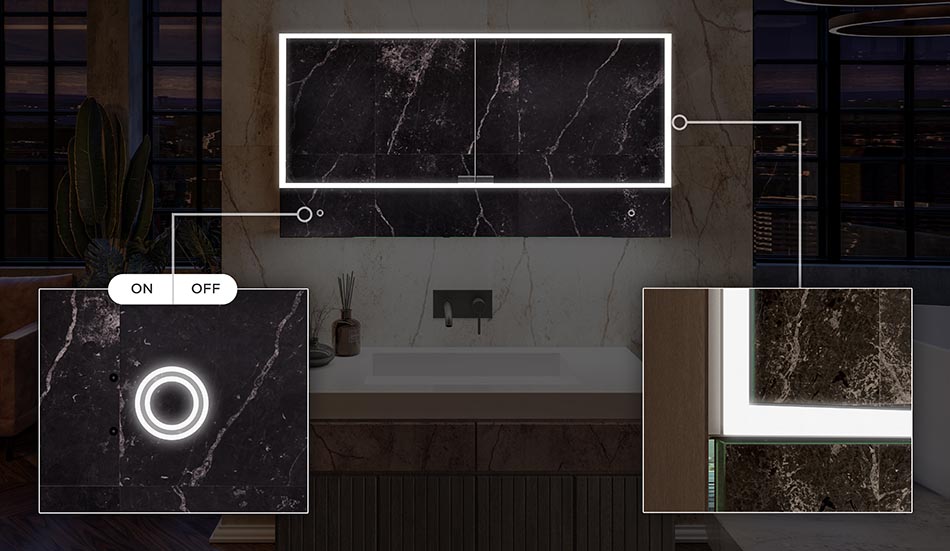 Lily modelis – elegants skapītis ar apgaismojumu un plauktiem | ARTFORMA