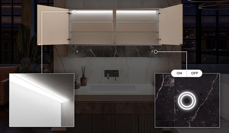 LED apgaismojums skapī