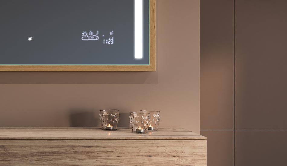 Spogulis melnā loft stila rāmī modernām un minimālisma stilā iekārtotām vannas istabām | ARTFORMA