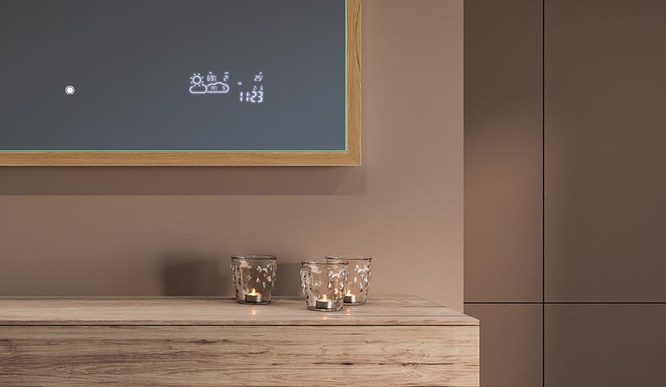 Spogulis melnā loft stila rāmī modernām un minimālisma stilā iekārtotām vannas istabām | ARTFORMA