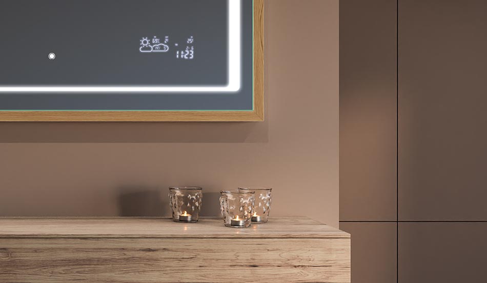 Spogulis melnā loft stila rāmī modernām un minimālisma stilā iekārtotām vannas istabām | ARTFORMA