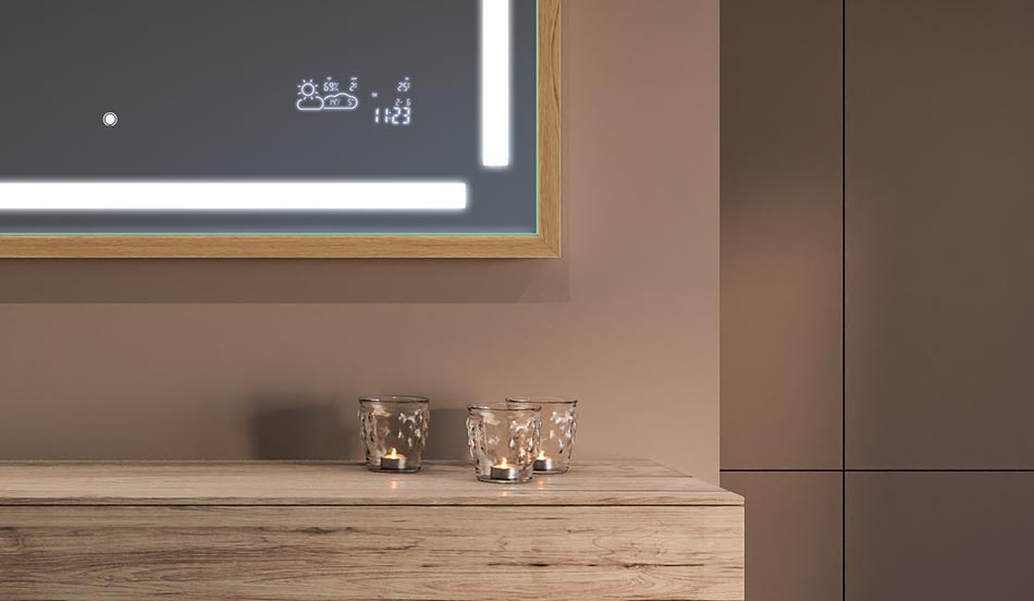 Spogulis melnā loft stila rāmī modernām un minimālisma stilā iekārtotām vannas istabām | ARTFORMA