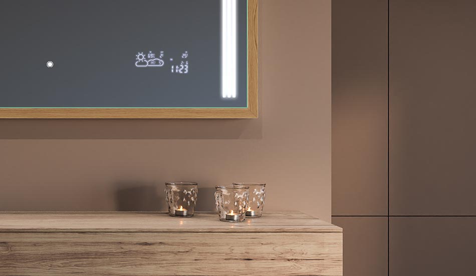 Spogulis melnā loft stila rāmī modernām un minimālisma stilā iekārtotām vannas istabām | ARTFORMA