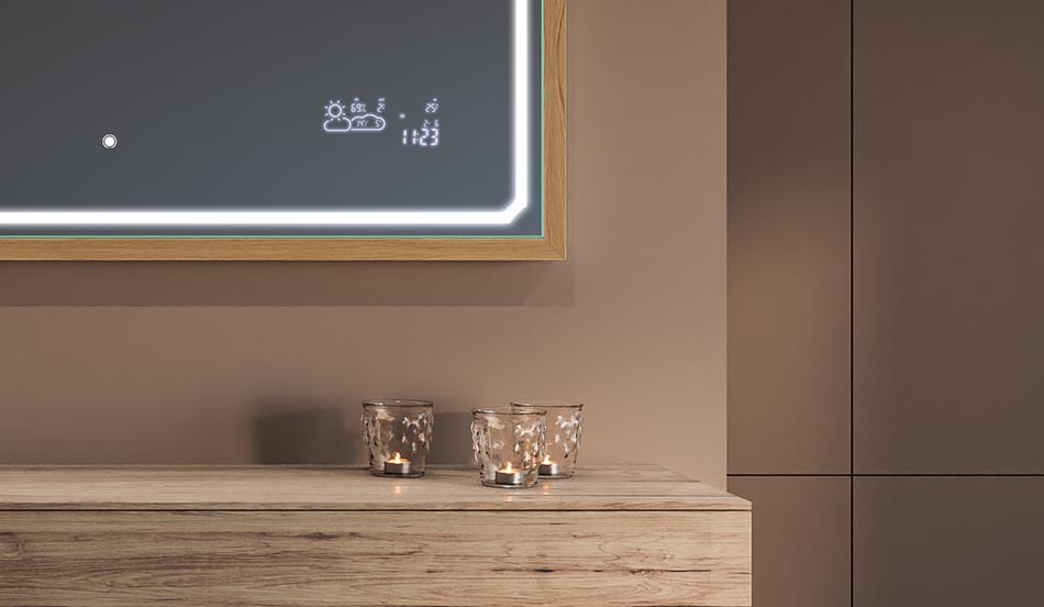 Spogulis melnā loft stila rāmī modernām un minimālisma stilā iekārtotām vannas istabām | ARTFORMA