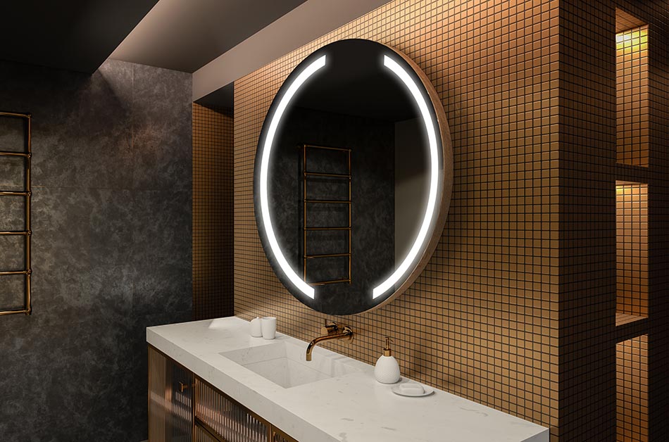 Moderns apaļais spogulis ar maigu LED apgaismojumu premium stilā | ARTFORMA