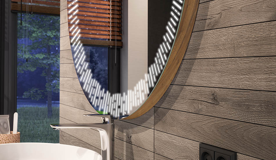 Apļveida LED spogulis ar ambient efektu un elegantu izkliedētu gaismu | ARTFORMA