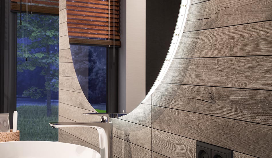 Apļveida LED spogulis ar ambient efektu un elegantu izkliedētu gaismu | ARTFORMA