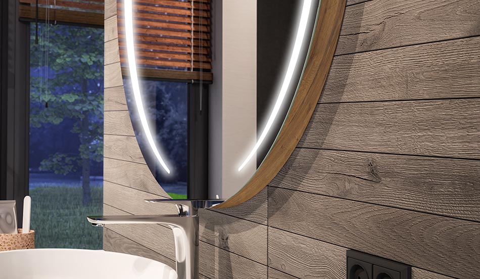 Apļveida LED spogulis ar ambient efektu un elegantu izkliedētu gaismu | ARTFORMA