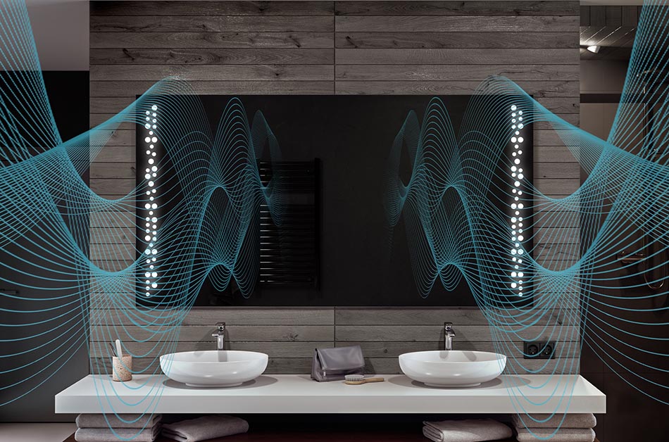 Audio sistēma ir ideāla izvēle cilvēkiem, kas novērtē augstu skaņas kvalitāti. Iebūvēto skaņas devēju dēļ skaņa ir īpaši tīra un skaidra, ko pastiprina spēcīgāki basi. Izplatiet mūziku visā vannas istabā vai klausieties podcastus savā ikdienas rutīnā.