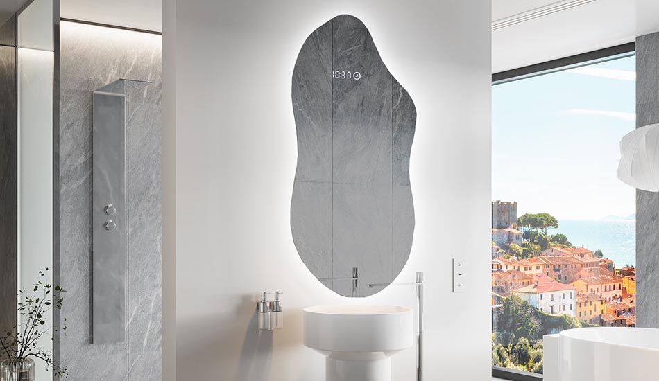 Neregulārs spogulis ar maigu vides apgaismojumu elegantiem interjeriem | ARTFORMA