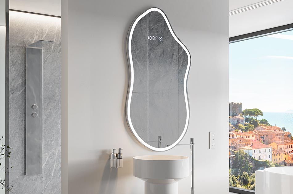 Neregulārs spogulis ar maigu vides apgaismojumu elegantiem interjeriem | ARTFORMA