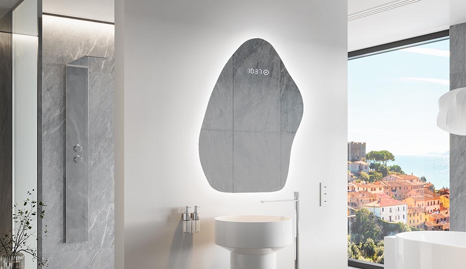 Neregulārs spogulis ar maigu vides apgaismojumu elegantiem interjeriem | ARTFORMA