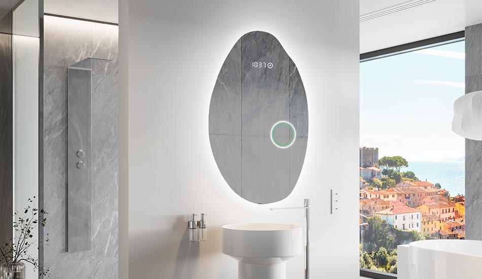 Neregulārs spogulis ar maigu vides apgaismojumu elegantiem interjeriem | ARTFORMA