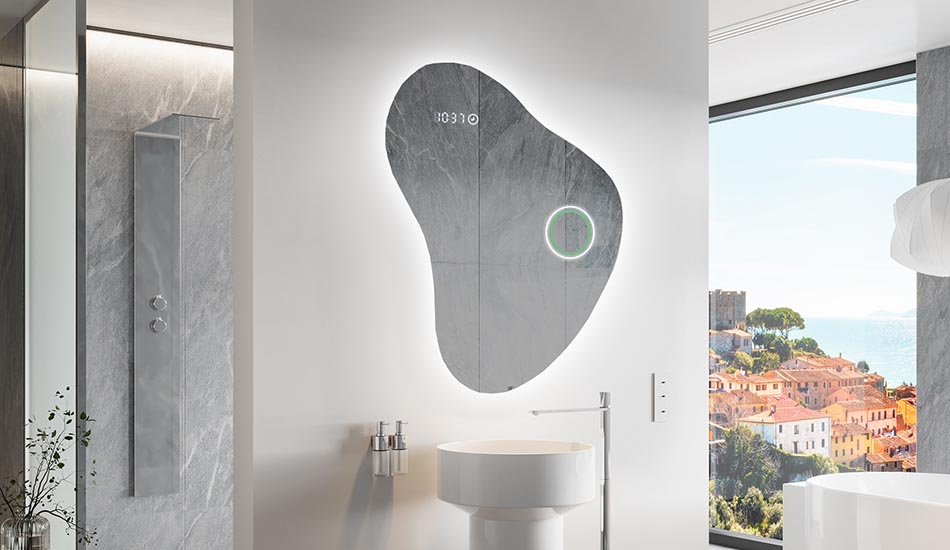 Neregulārs spogulis ar maigu vides apgaismojumu elegantiem interjeriem | ARTFORMA