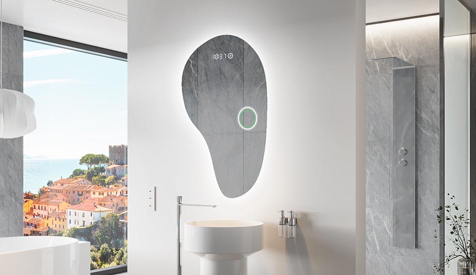 Neregulārs spogulis ar maigu vides apgaismojumu elegantiem interjeriem | ARTFORMA