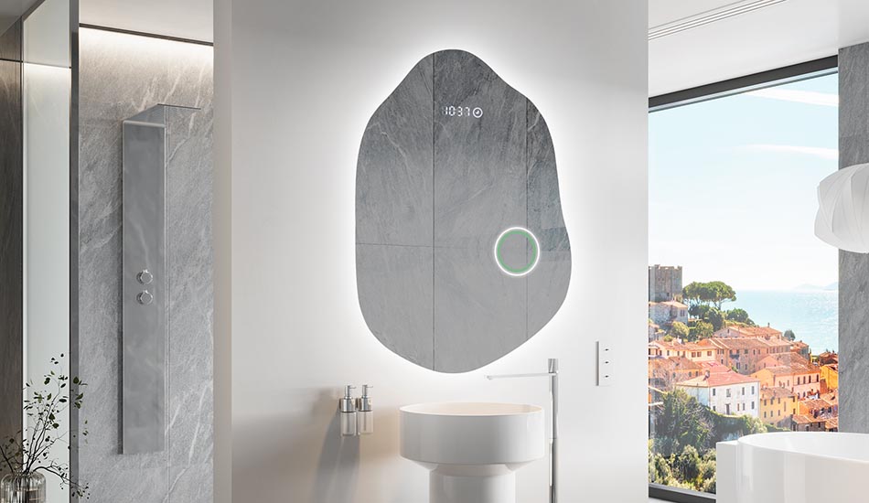 Neregulārs spogulis ar maigu vides apgaismojumu elegantiem interjeriem | ARTFORMA