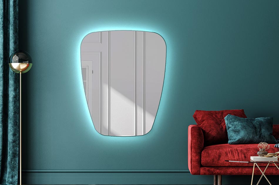 Neregulārs spogulis ar maigu vides apgaismojumu elegantiem interjeriem | ARTFORMA