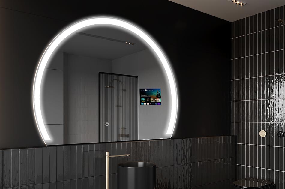 Neregulārs LED spogulis ar laika prognozes displeju un skārienjūtīgu paneli | ARTFORMA