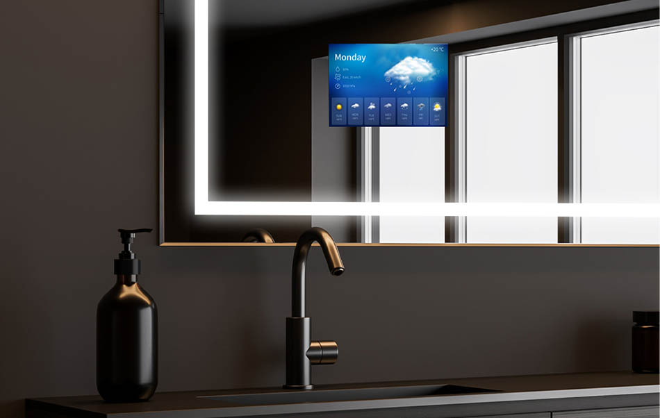 Uz mūsu vannas istabas spoguļiem varat instalēt AccuWeather lietotni, kas parāda aktuālo laika prognozi. Tas ir labākais informācijas avots, ko ik dienu izmanto 1,5 miljardi cilvēku. Ja esat pārliecinājies, ka diena nebūs piemērota garām pastaigām, atpūtieties karstā vannā ar savu iecienītāko seriālu. Silts ūdens, maigs LED apgaismojums un augstas kvalitātes TV seriāls ir garantija patīkamai dienai!