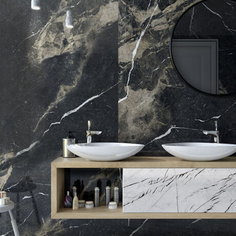 Glazēti grīdas flīzes 60x120 ar zelta dzīslu, matētas, rektificētas A4H110 Pierre Black #6