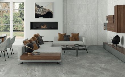 Glazēti grīdas flīzes 60x120 cm, gaiši pelēkas, matētas, rektificētas, A4H125 Materia Pearl