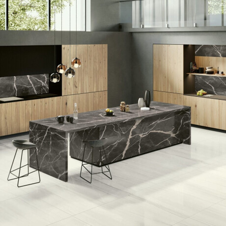 Lielformāta keramikas flīze 120x270 cm ar pelēku dzīslu, spīdīga, rektificēta A4H185 Dolomite #3