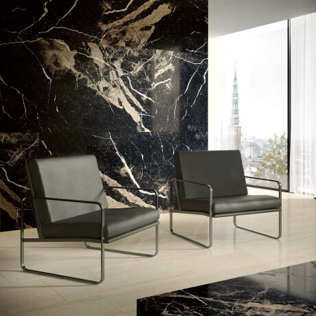 Lielformāta gres flīze 120x280 cm, melna, spīdīga, ar zelta dzīslu, rektificēta A4H195 Pierre Black #4