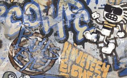 Glazēti grīdas flīzes 120x280 cm, pelēkas, matētas, rektificētas A4H248 City Graffiti Grey