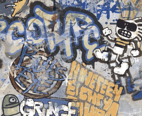 Glazēti grīdas flīzes 120x280 cm, pelēkas, matētas, rektificētas A4H248 City Graffiti Grey