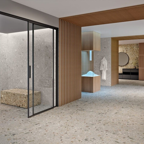 Glazēti grīdas flīzes 60x120 cm, gaiši pelēkas, matētas, rektificētas, A4H418, terrazzo „Ceppo Di Gre Multi“ #13