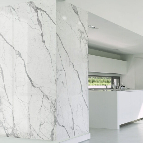 Lielformāta glancēta gres flīze 120x270 cm ar pelēku dzīslu, rektificēta A4H451 Statuario Superiore #6