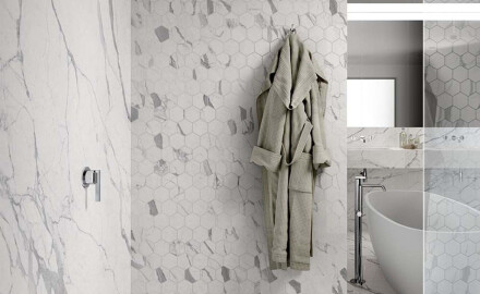 Glazēti grīdas flīzes 120x280 cm, matētas, ar pelēku dzīslu, rektificētas A4H452 Statuario Superiore