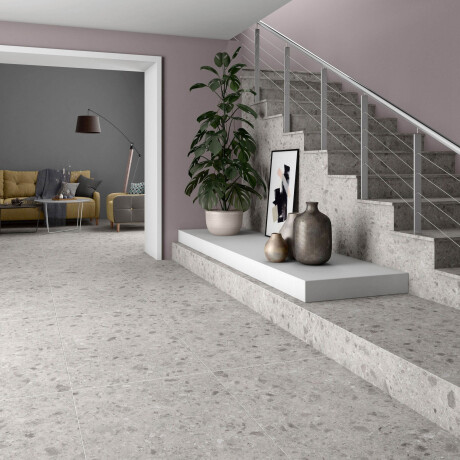 Glazēti grīdas flīzes 60x120 Grey pelēkas, matētas, rektificētas A4H97 Terrazzo #10