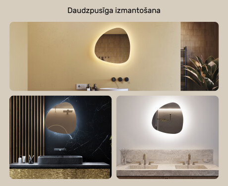 Lustro nieregularne podświetlane dekoracyjne LED 54x54cm z zimną barwą LED 7000K, ciepłą barwą 3000K lub barwą neutralną 4500K #2