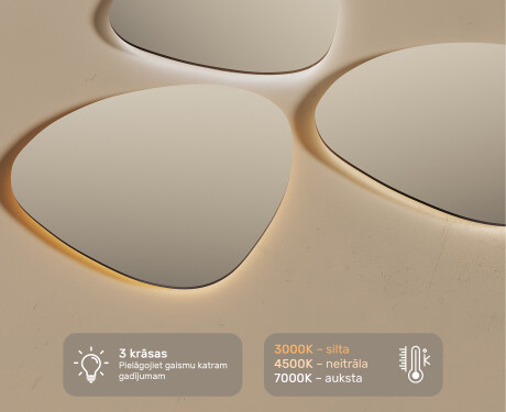 Lustro nieregularne podświetlane dekoracyjne LED 54x54cm z zimną barwą LED 7000K, ciepłą barwą 3000K lub barwą neutralną 4500K #3
