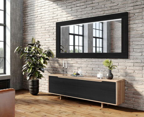 Ozolkoka koka izgaismots spogulis ar taisnstūra rāmi un LED gaismu L225 #6
