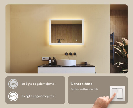Taisnstūra vannas istabas spogulis ar LED apgaismojumu  ar dubulto krāsu, Touch Switch #4