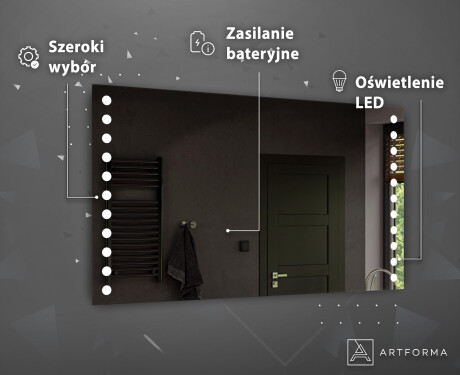 Prostokątne Lustro LED Na Baterie Podświetlane L06  Do Łazienki #4