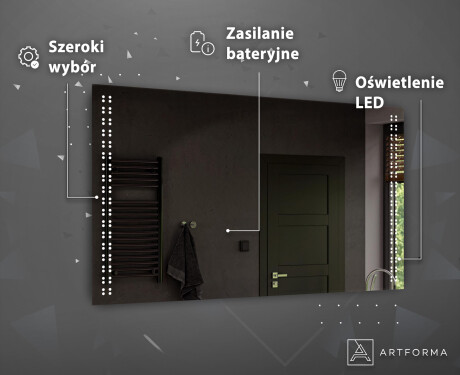 Prostokątne Lustro LED Na Baterie Podświetlane L55  Do Łazienki #4