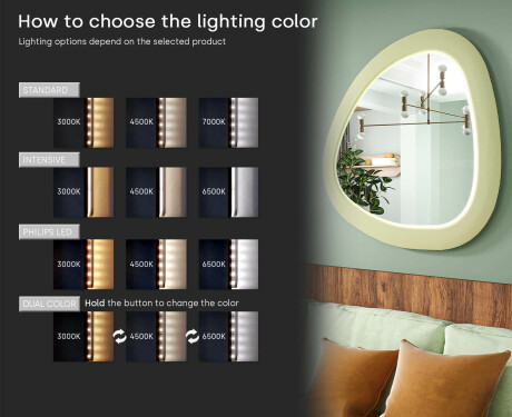 LED spogulis ar neregulāru formu un lakotu MDF rāmi L308 #5
