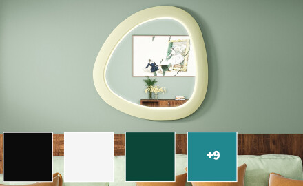 LED spogulis ar neregulāru formu un lakotu MDF rāmi L308