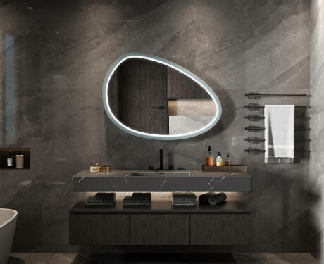 Asimetrisks LED spogulis ar lakotu MDF rāmi L310 #2