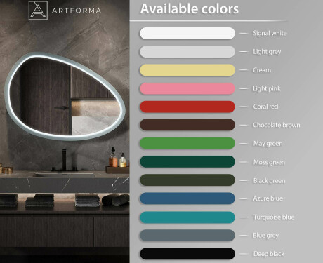Asimetrisks LED spogulis ar lakotu MDF rāmi L310 #3