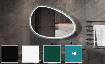 Asimetrisks LED spogulis ar lakotu MDF rāmi L310