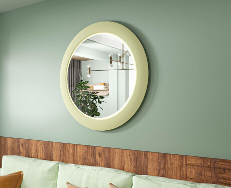 LED spogulis ar MDF apaļā, lakotā rāmī L306
