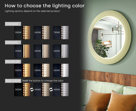 LED spogulis ar MDF apaļā, lakotā rāmī L306 #5