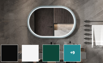 LED spogulis stadiona formā ar lakotu MDF rāmi L307