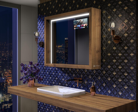 Vannas istabas spogulis ar LED gaismu WoodenFrame