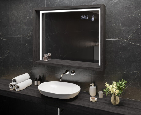 Vannas istabas spogulis ar LED gaismu WoodenFrame #9
